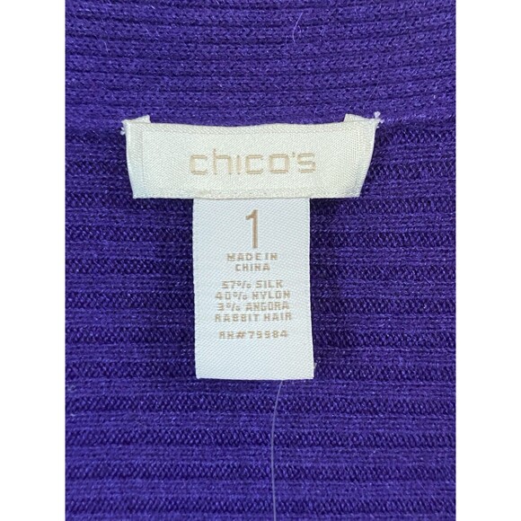 Chico’s Emma Cardigan Sweater Silk Blend Size 1 M African Amethyst Purple NWT - Picture 3 of 9